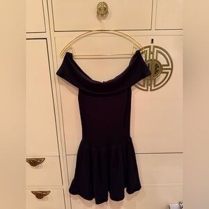 Black Off The Shoulder Flare Mini Dress